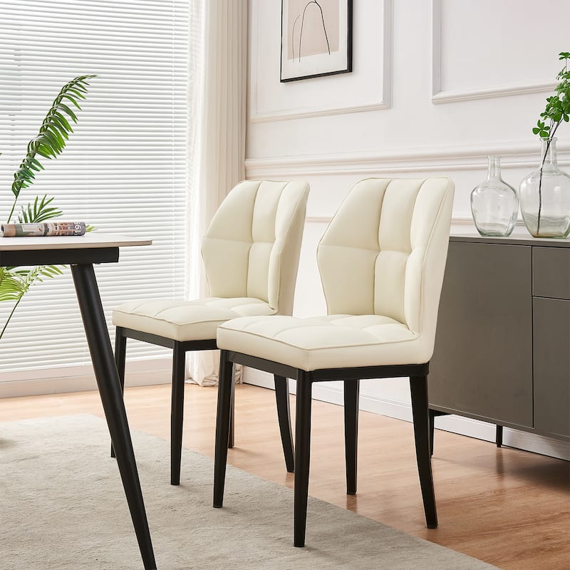 Checkered Faux Leather Upholstered Dining Chairs, Set of 2/4 - 33.7"H x 17.4"W x 17.4"D