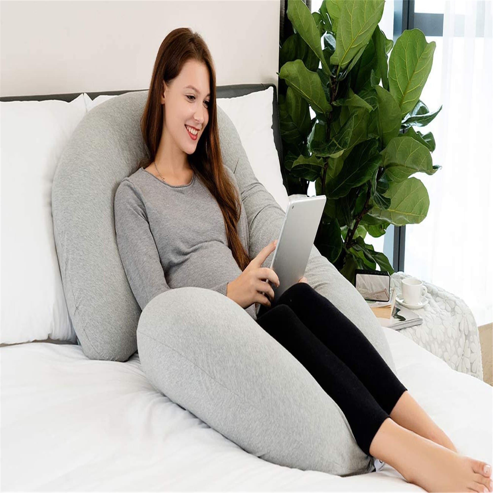 Legs Neck & Belly 58 Inch, Gray We Care Premium Pregnancy Pillow for Pregnant Woman U Shaped Full Body Maternity Pillow Supports All Body Including Back Velvet 