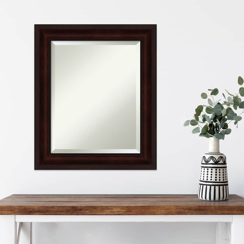 Beveled Wall Mirror - Coffee Bean Brown Frame - Coffee Bean Brown