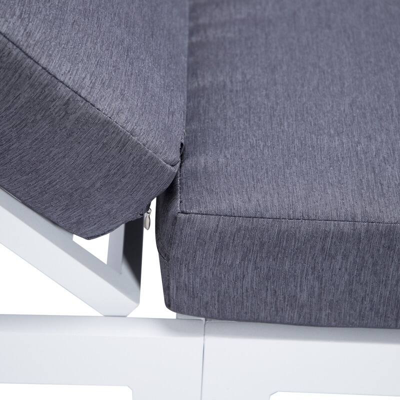 Chelsea Polyester Chaise Lounge Chair with Adjustable Headrest, Aluminum Frame, Machine Washable Cushions for Outdoor & Indoor