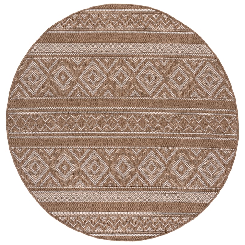 SAFAVIEH Sisal Performance Herminie Washable Indoor/Outdoor Rug - Weather Resistant & Easy Cleaning - 6'7" Round - Natural/Ivory