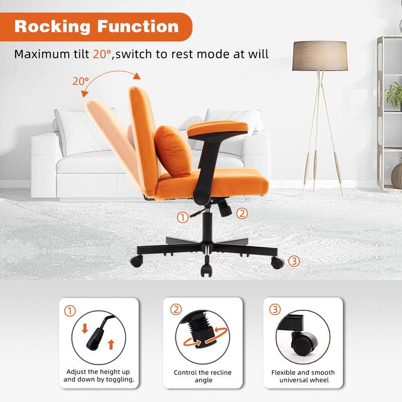 Velvet Criss Cross Armrest Office Chair with Wheels - Modern for Home Office, Meditation & Creative Work