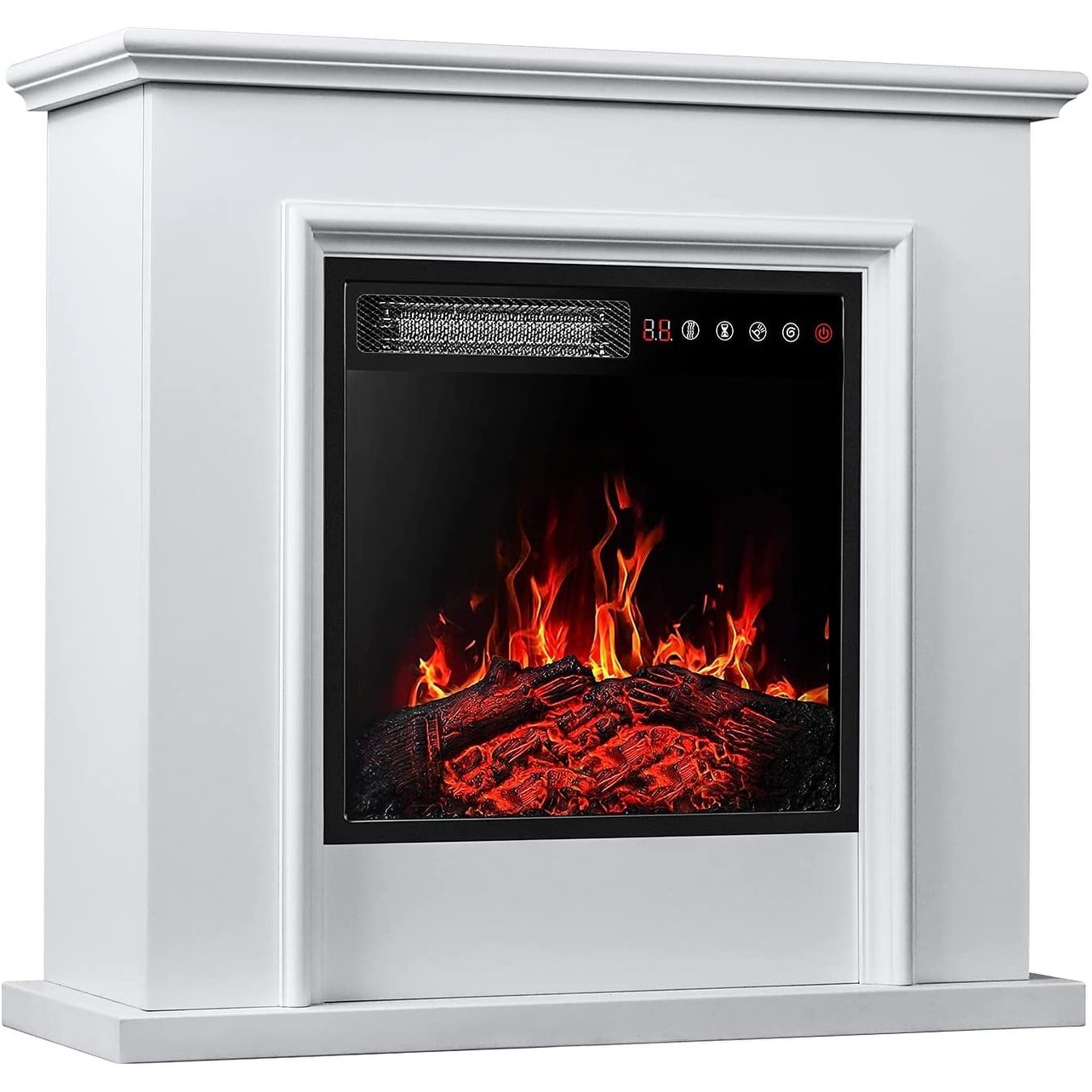 Bossin 32 inch Mantel with 27 inch 1500W Electric Fireplace, Package Freestanding Fireplace Heater Corner Firebox