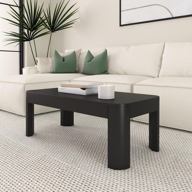 Plank and Beam Contour Rectangular Coffee Table - 40" - Black