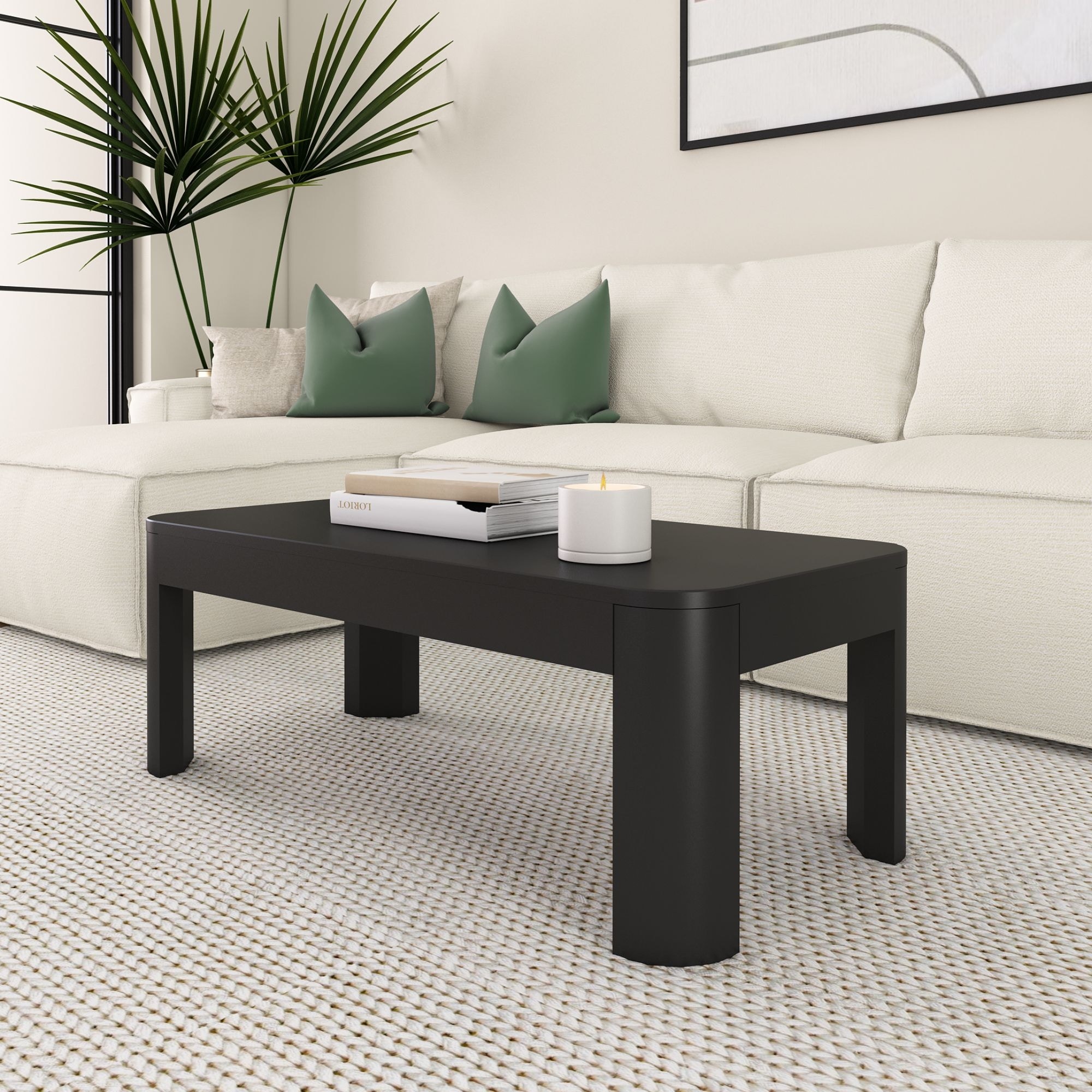 Contour 40-inch Rectangle Curved Leg Coffee Table