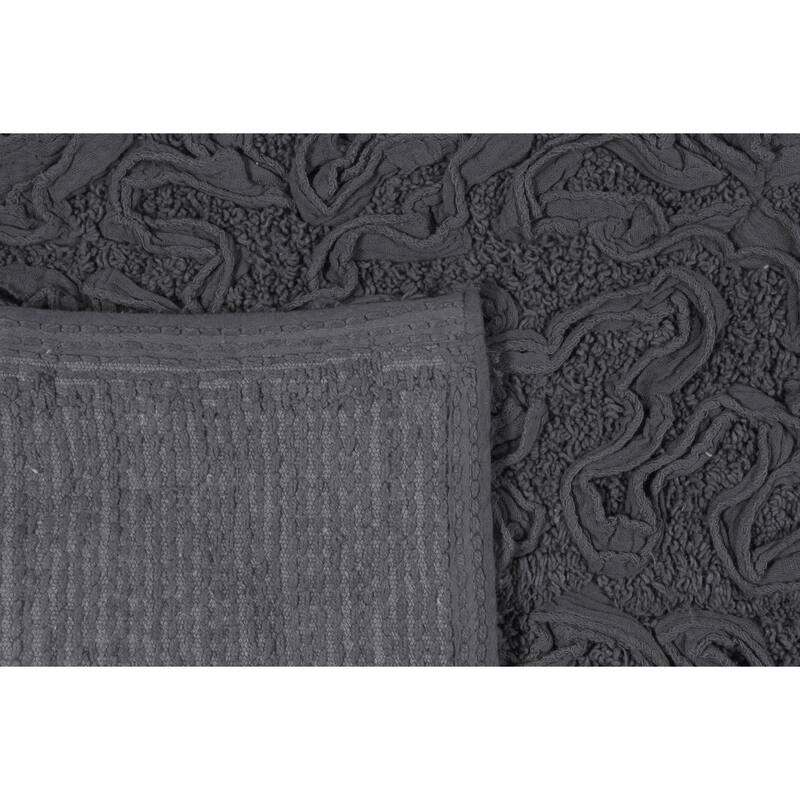 Bell Flower Collection 100% Cotton Non-Slip Bathroom Rug Set, Machine Washable Bath Rug, 5 Piece Bath Mat Set with Runner