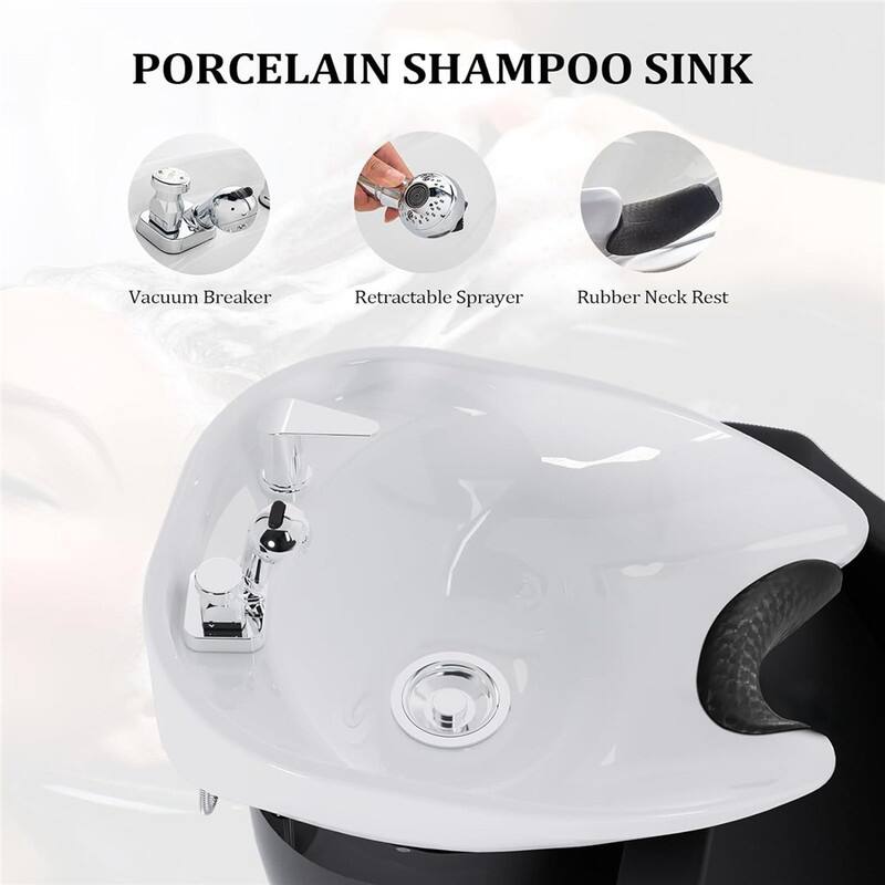 Shampoo Bowls for Salon Electric Shampoo Chair with Reclining Legrest and Tilting Porcelain Shampoo Sink - N/A