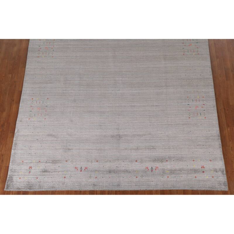 Tribal Beige Gabbeh Oriental Area Rug Handmade Wool Carpet - 8'1"x 9'9"