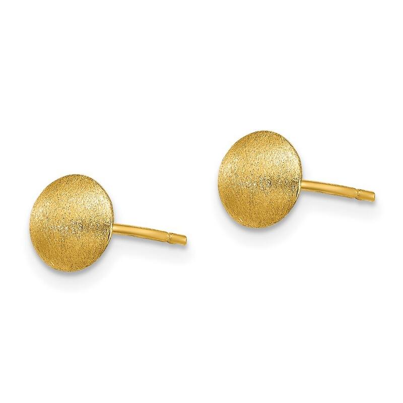 Curata 14k Yellow Gold 7mm Satin Button Post Earrings