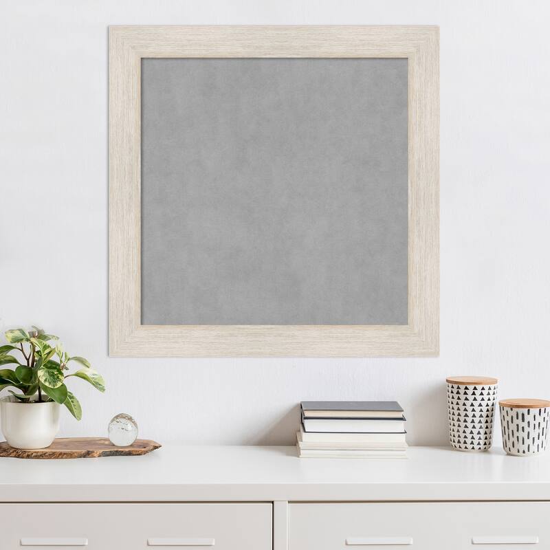 Amanti Art Hardwood White Wash Framed Magnetic Board