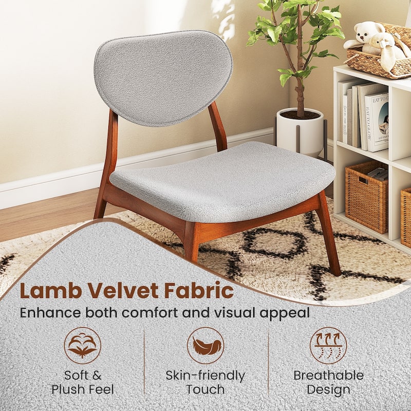 3-Piece Lounge Chair and Table Set with Upholstered Velvet Armchairs and Wooden Side Table - 29" x 28" x 29"