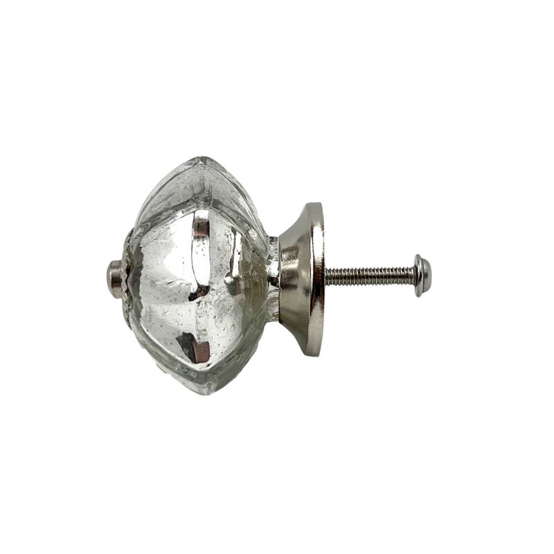 HomeRoots Set of Six Silver Glass Drawer Pull Knobs - 1.50 in. x 1.75 in. x 1.50 in.