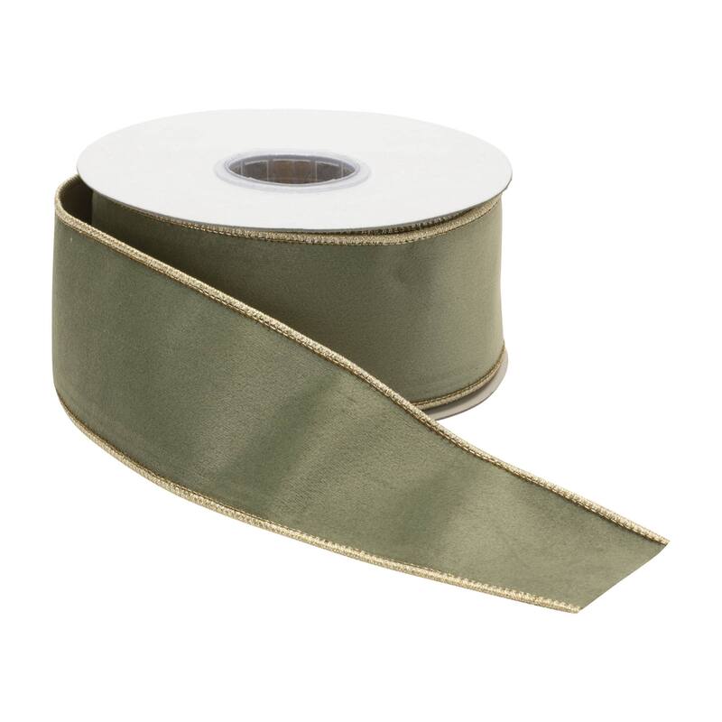 Wired Ribbon with Gold Trim Set of 2 for Holiday Crafts - 360” x 2.5” x 0.25