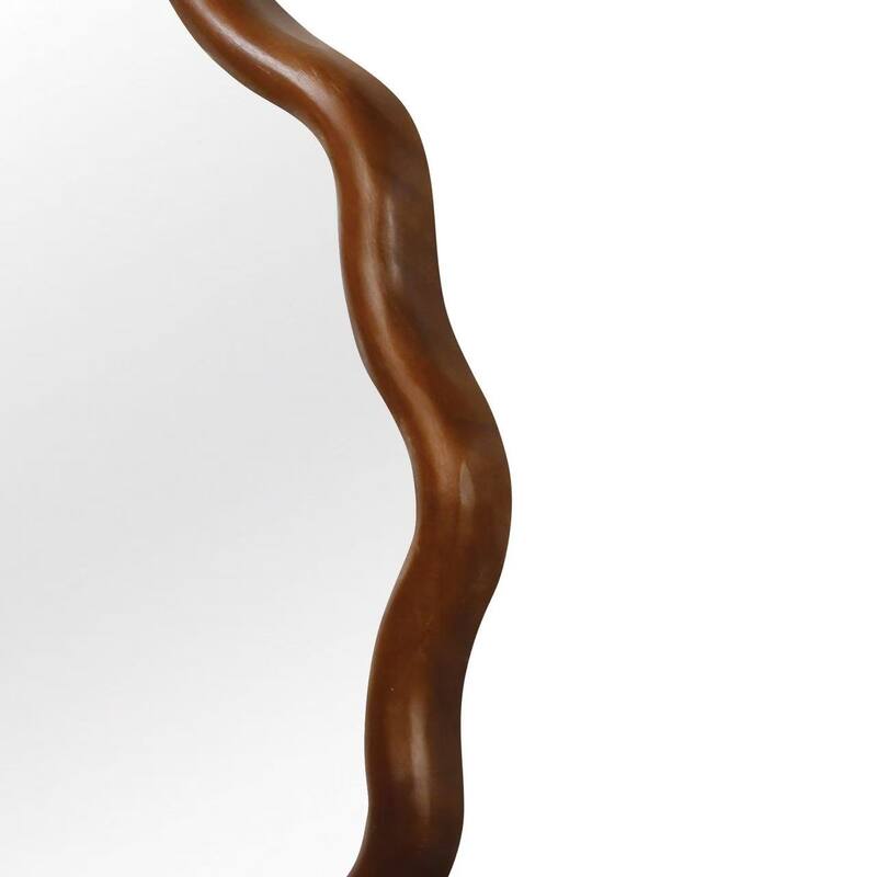 24 inch Wavy Round Solid Wood Frame Decorative Mirror