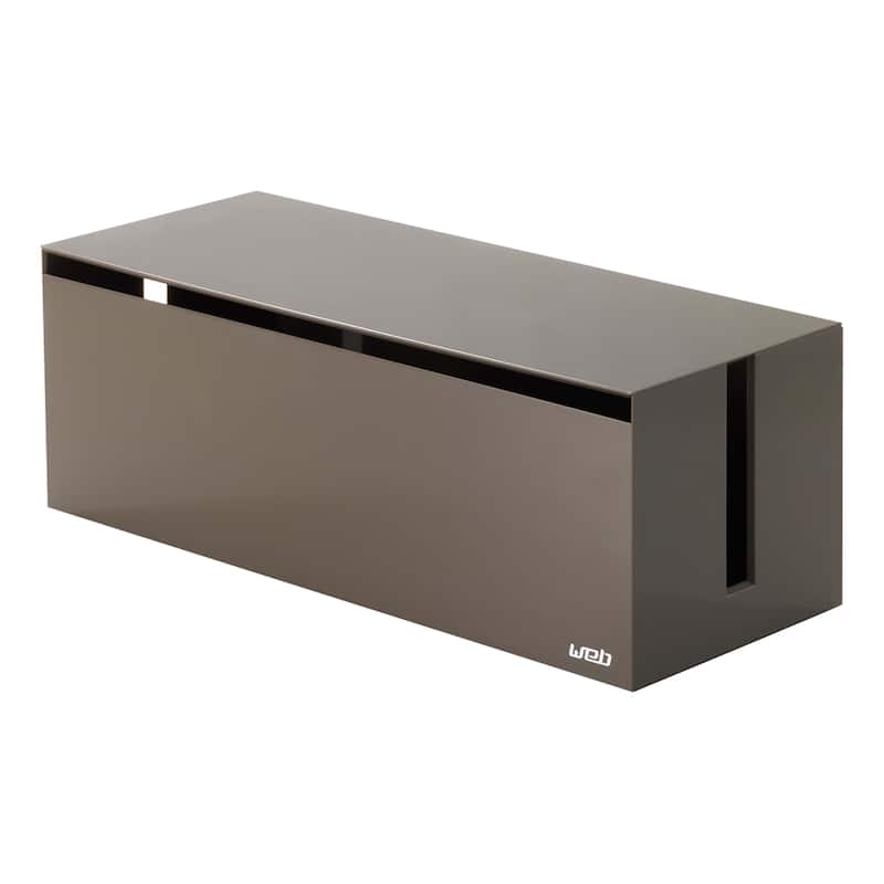 Yamazaki Home Cable Management Box, ABS Plastic, Lid - L 6.1 x W 15.75 x H 5.71 inches - Taupe