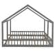preview thumbnail 9 of 18, Twin Size House Platform Beds, 2-in-1 Shared Beds with Railing, Sturdy Pine and MDF Construction, Safe Design, Grey