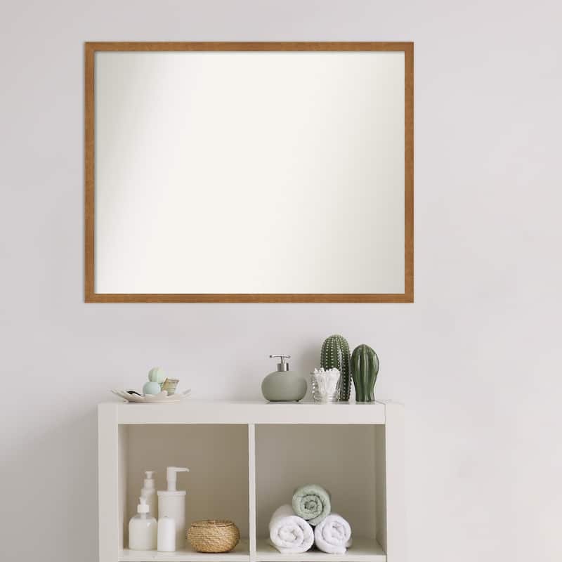 Non-Beveled Wood Bathroom Wall Mirror - Carlisle Blonde Narrow Frame