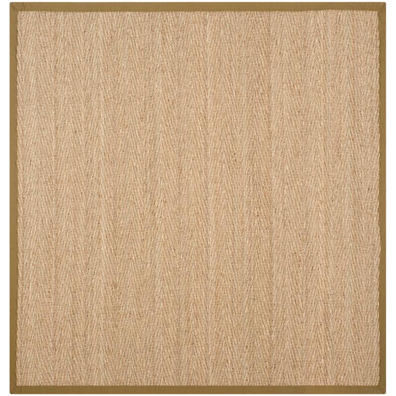 SAFAVIEH Natural Fiber Oceana Herringbone Seagrass Rug - 6' x 6' Square - Natural/Olive