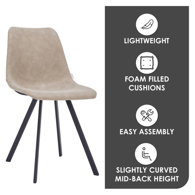 Markley Modern PU Leather Upholstered Ergonomic Mid-Back Accent Chair with Metal Legs Set of 4