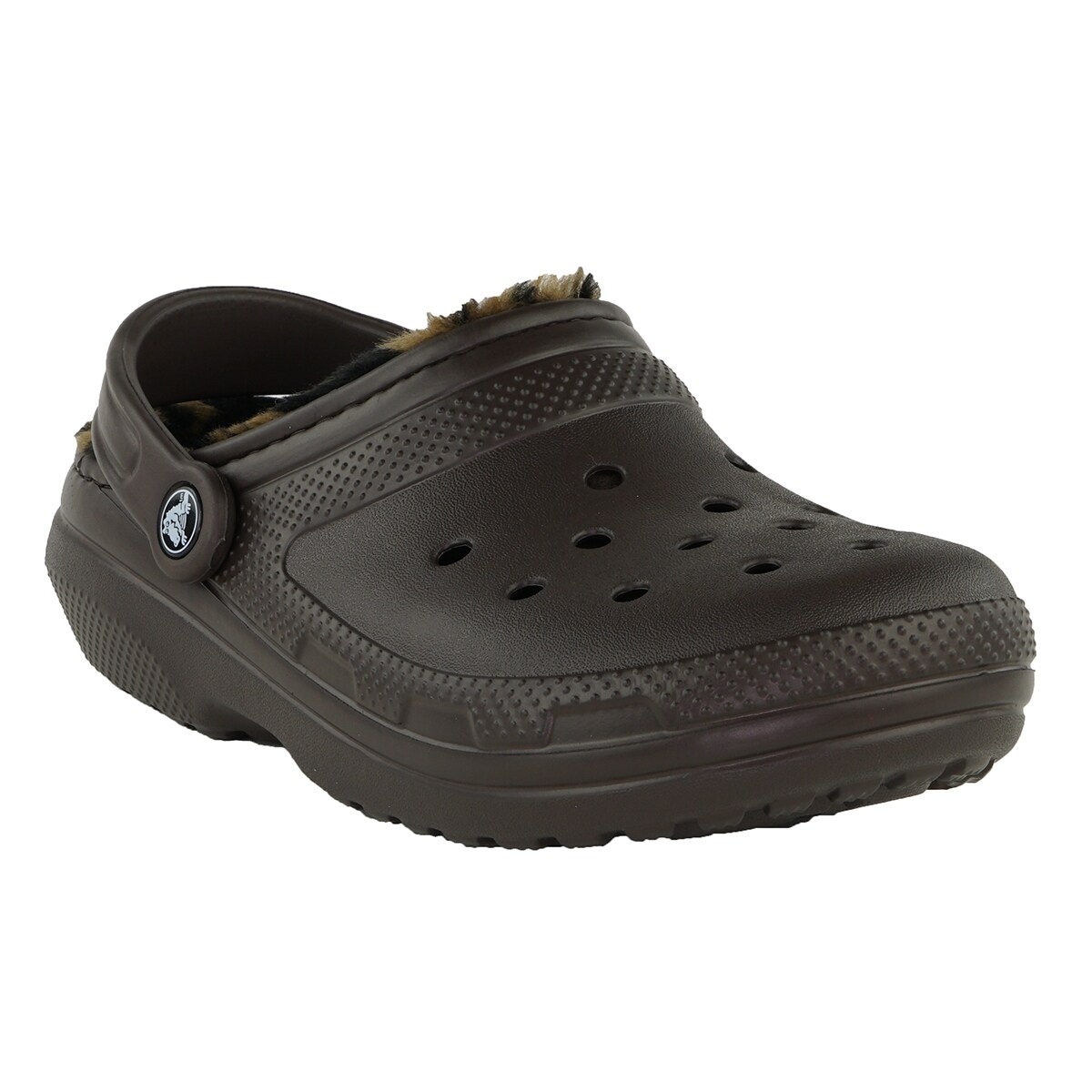 white crocs with grey fuzz