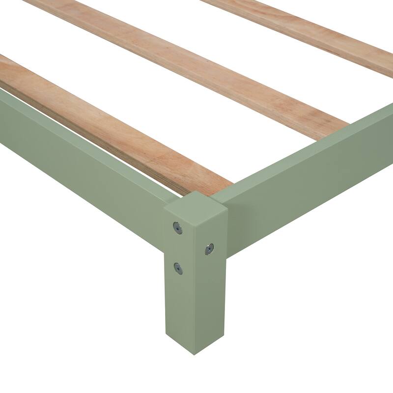 Wood Platform Bed with House-Shaped Headboard
