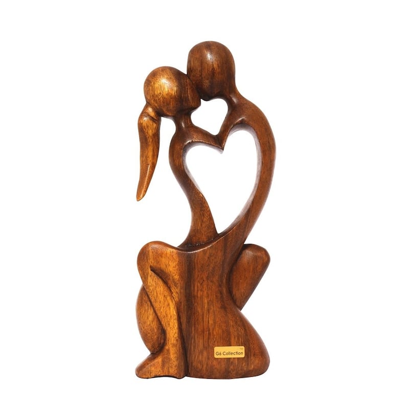 12" Wooden Handmade Abstract Sculpture Statue Handcrafted "Endless Love" Gift Home Decor Figurine Decoration Hand Carved