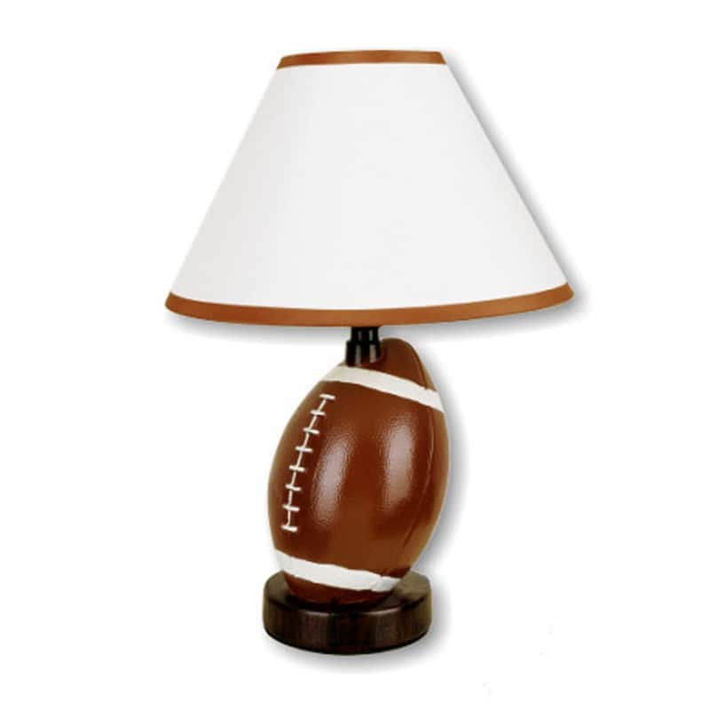 HomeRoots 14" Brown Ceramic Novelty Bedside Lamp With Brown And White Empire Shade - Small