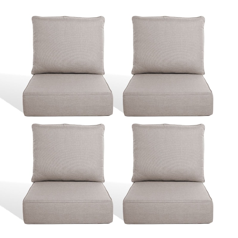 Pocassy 22"x24"x6" Inch Thick Cushions Pillows Indoor Outdoor Cushion 4 Set - Beige Cushion
