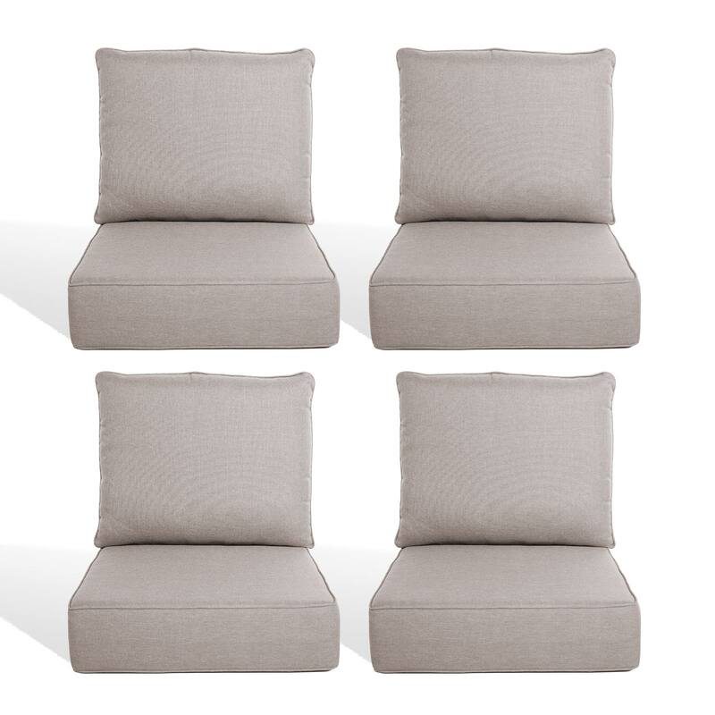 Pocassy 22"x24"x6" Thick Cushions Pillows Indoor & Outdoor Cushion - 4 Set Seat & Back Cushion - Beige Cushion