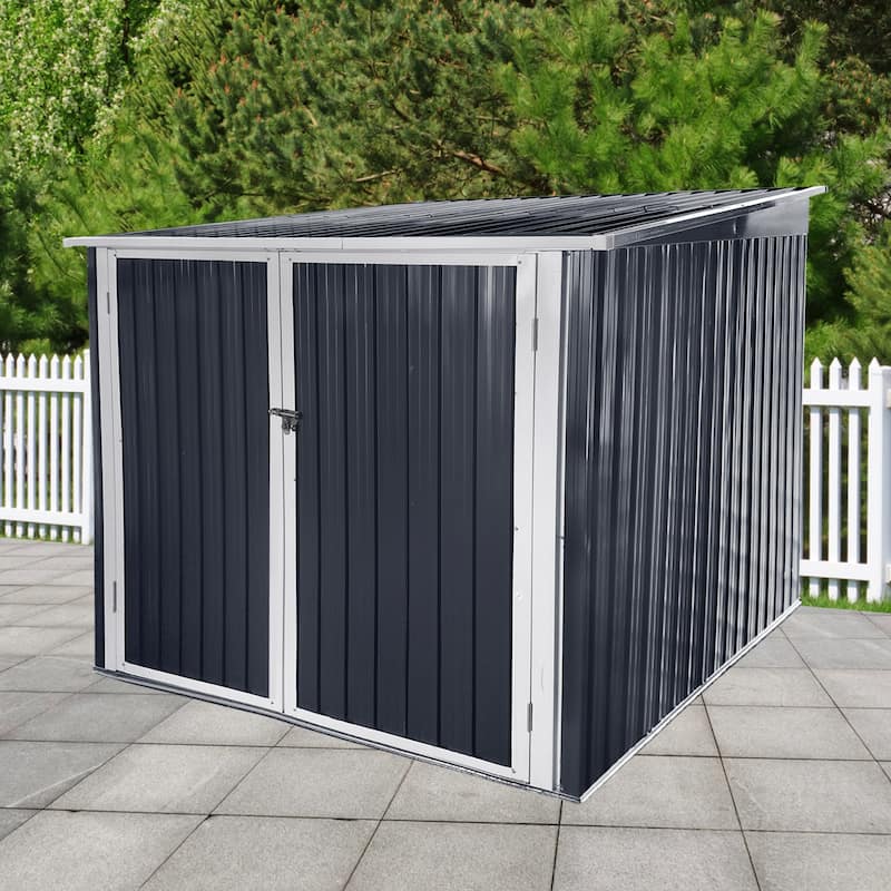 Metal Garden Sheds, Bicycle Outdoor Steel Storage Shed ,Stores 4 Bikes,Grey