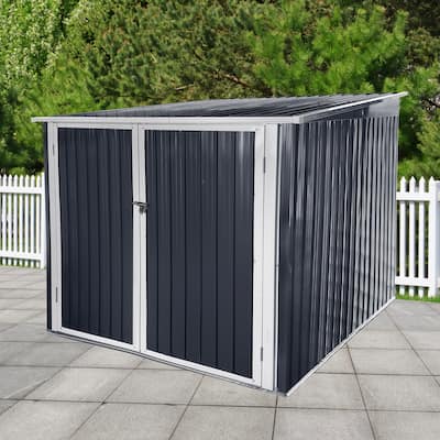 Outdoor Bike Shed Rustproof Steel Storage Shed with Adjustable Tracks All-Weather Garden Shed for Backyard