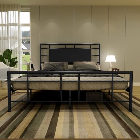 alazyhome Modern Design Platform Metal Bed Frame, Premium Metal Slat