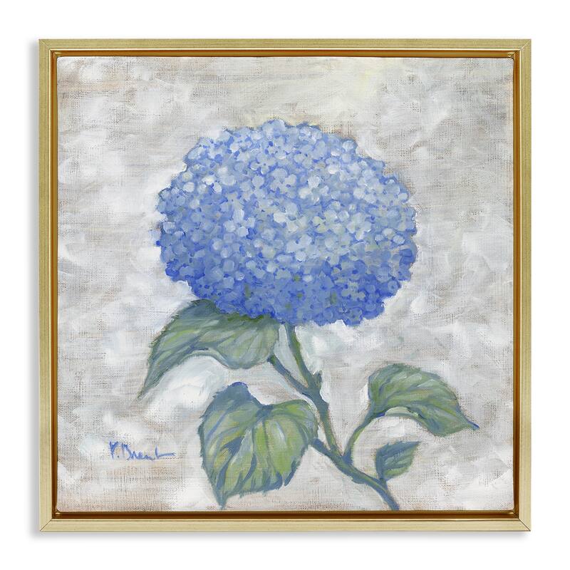 Stupell Round Blue Country Hydrangea Framed Floater Canvas Wall Art Design By Paul Brent - 18 x 18 - Gold