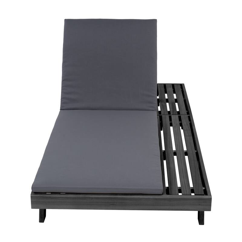 Christopher Knight Home - Modern Outdoor Acacia Wood Chaise Lounge with 4-Position Adjustable Backrest & 2-Fold Cushion
