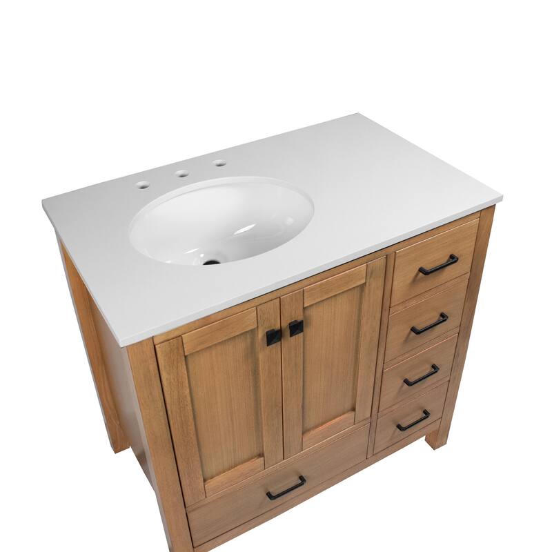 KitchenBathCollection Horizon 36" Bathroom Vanity with Engineered White Top