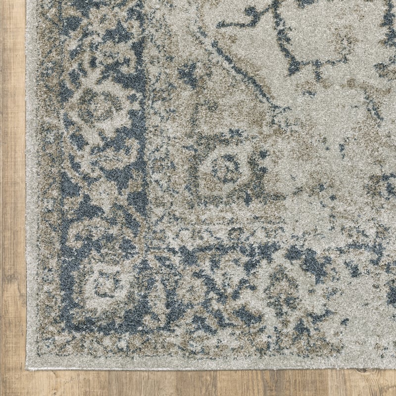 Style Haven Archer Vintage Medallion Gray/ Blue Indoor Area Rug.