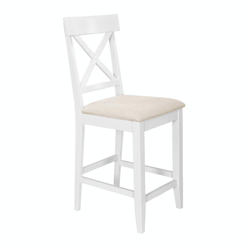 60"L x 30"W Solid Wood Farmhouse Counter Height Dining Table Set with 3-Tier Storage Shelves