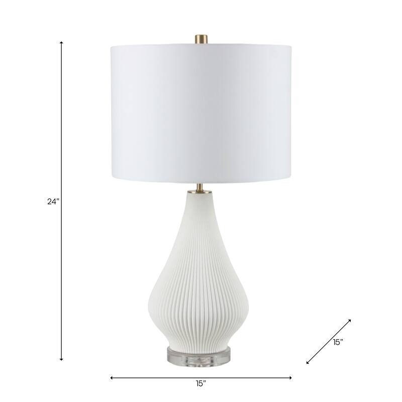 Modern Porcelain Teardrop Table Lamp with Textured Linen Shade - 24" - 24.0"