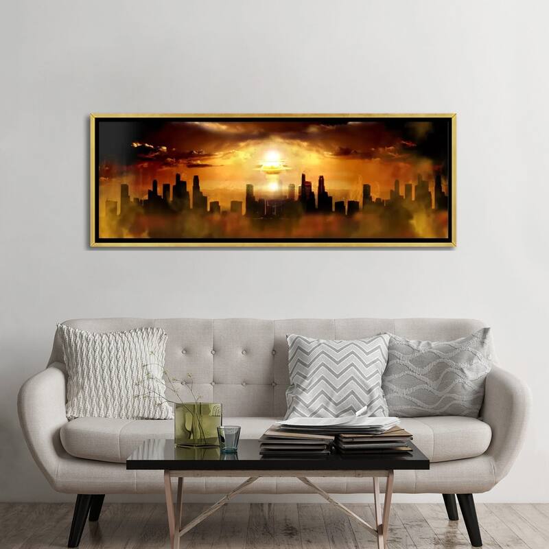 iCanvas "Nuclear blast behind city" by Panoramic Images Framed Canvas Print
