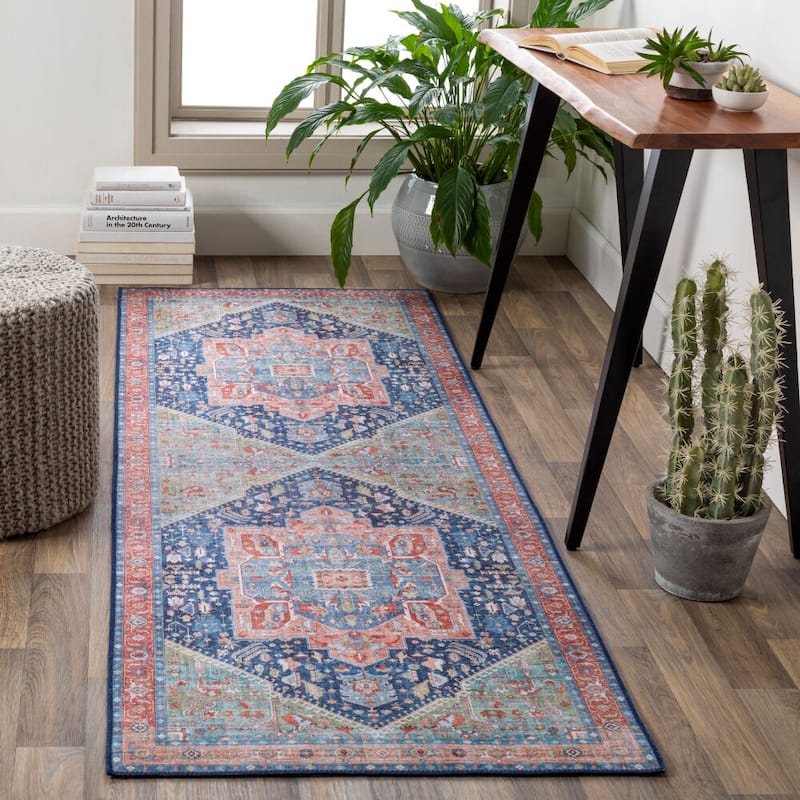 Livabliss Iris Traditional Area Rug - 2'7" x 7'7" - Dark Blue