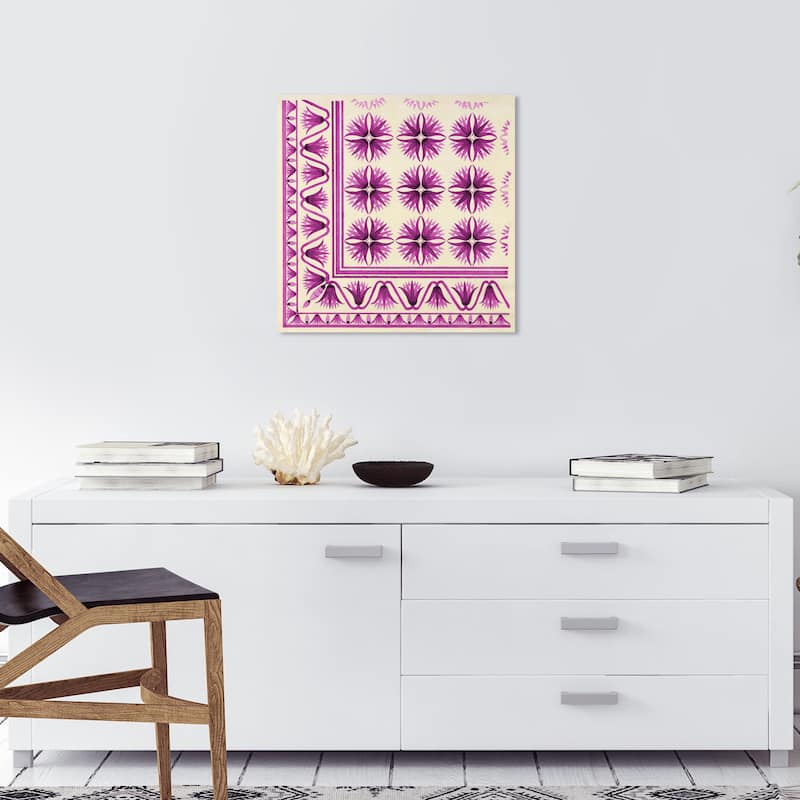 Wynwood Studio Canvas Abstract Floor Covering Berry Pink and Cream White Traditional Wall Art Canvas Print - 20 x 20