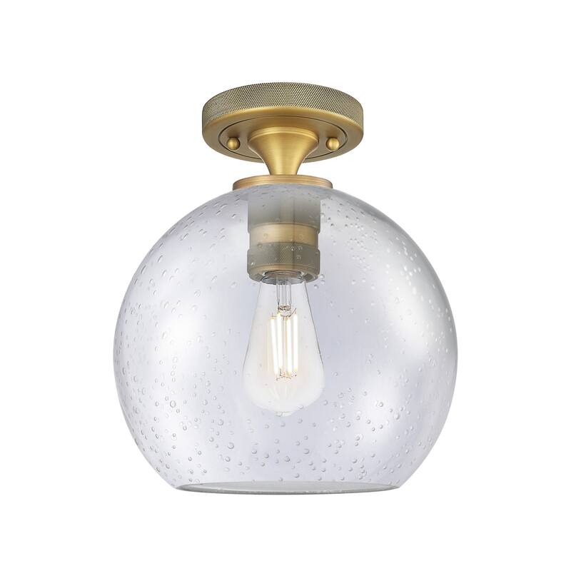 Innovations Lighting 434-1F-10-8 Crown Point Flush Mount Crown Point - Brushed Brass / Seedy