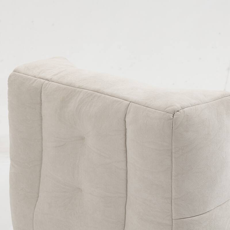 Living Room Velvet Upholstered Lazy Sofa Chair with Ottoman