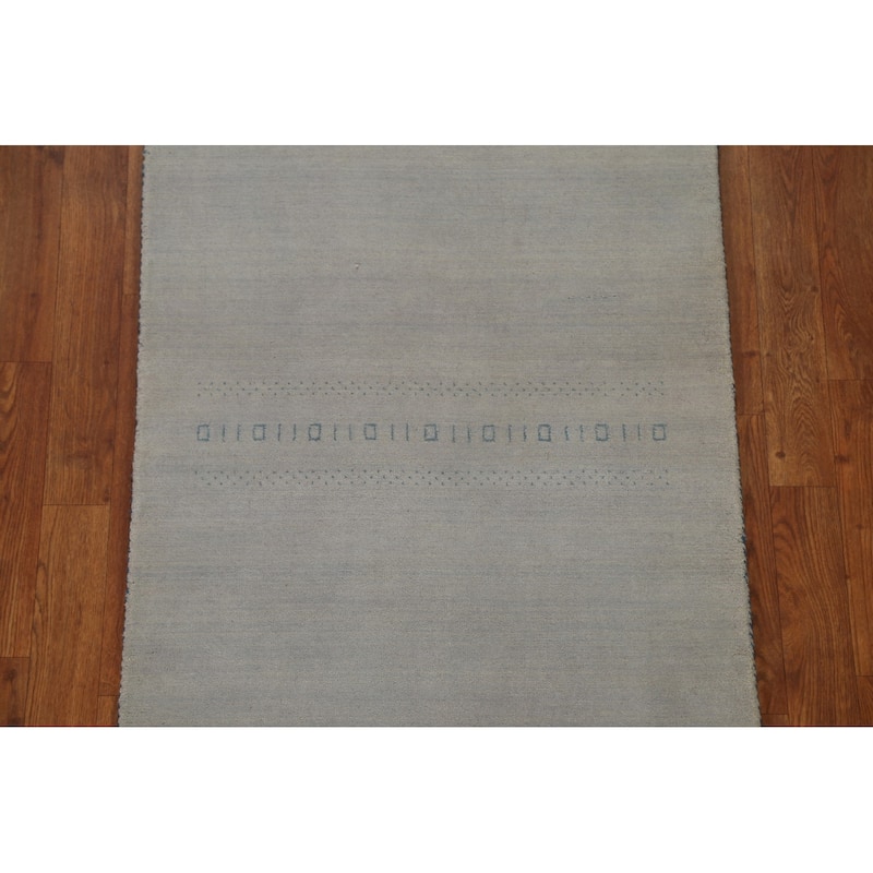 Tribal Gabbeh Wool Runner Rug Hand-knotted Hallway Gray Carpet - 2'6" x 7'10"