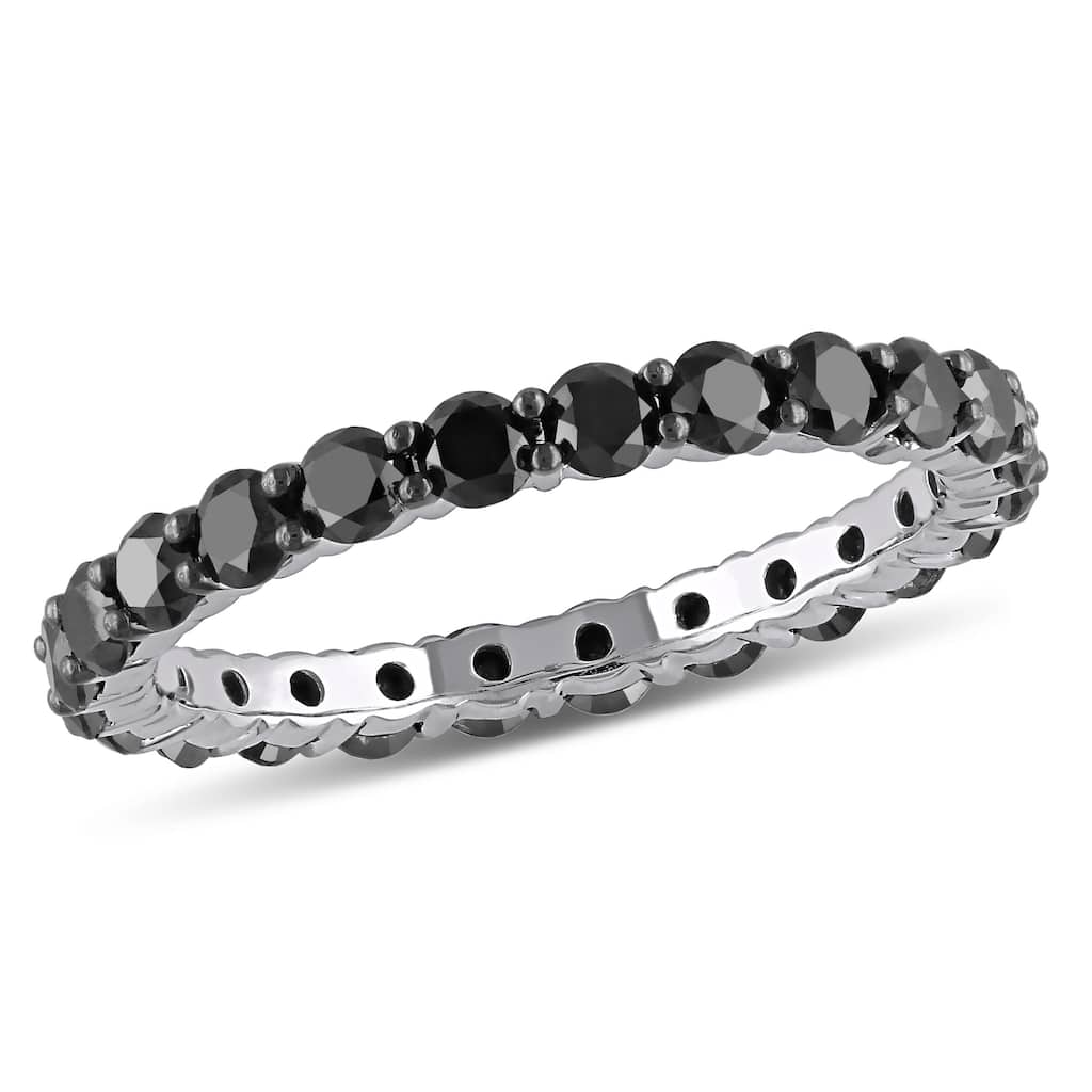 Miadora 2ct TDW Black Diamond Eternity Band in 14k White Gold
