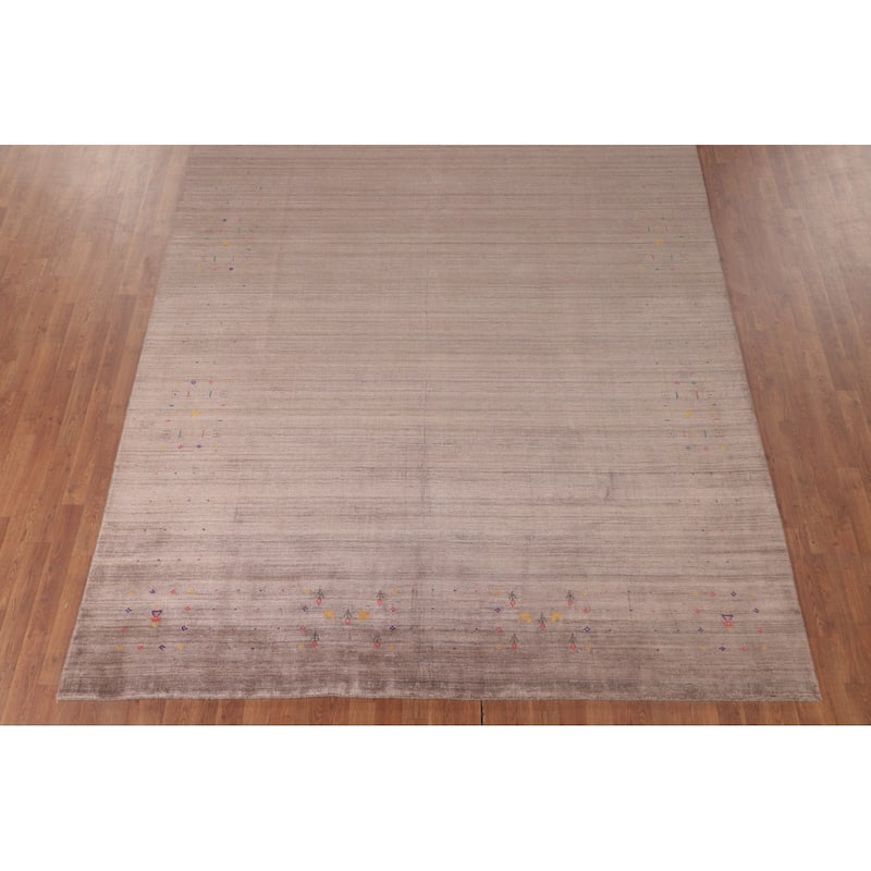 Gabbeh Indian Area Rug Handmade Silk Carpet - 7'11"x 9'9"
