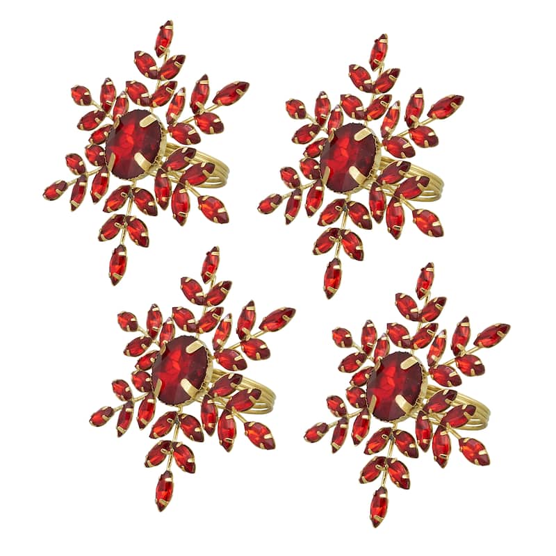 Elegant Frost Beaded Snowflake Napkin Ring (Set of 4)