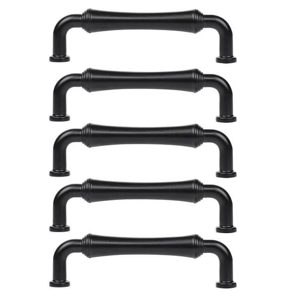5pcs Cabinet Handles Pulls Knobs Painting Zinc Alloy 5" Hole Center For Furniture Cupboard Drawer Dresser Door Black