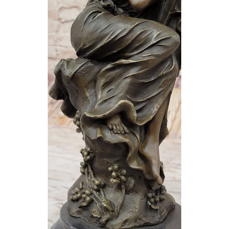 Vintage Style Resting Woman Bronze Statue Sculpture Figure 15 Inches X 6.5 Inches