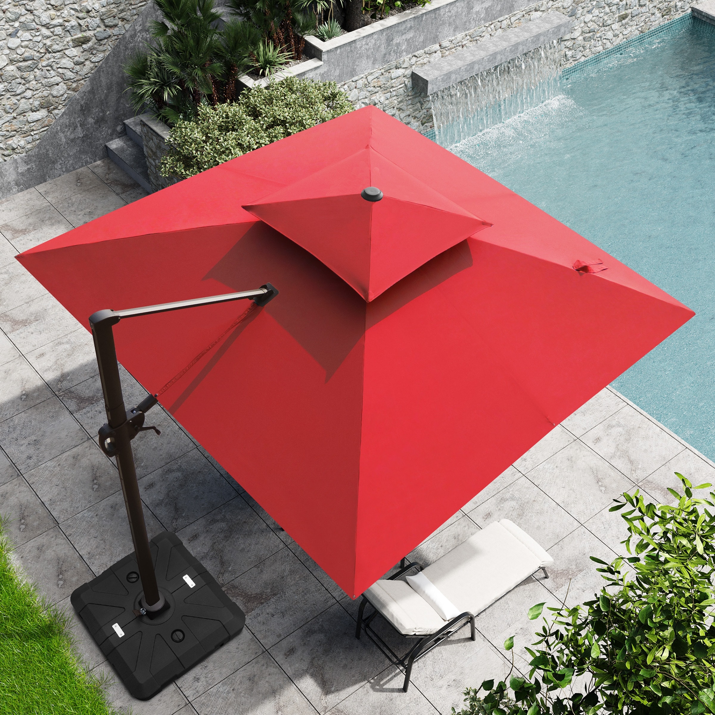 adjustable patio umbrella with stand Tilt & Crank Lift Metal 7.5ft 6-Rib this cantilever umbrella offers outstanding wind resistance and long Homall 8.82 lb Matte Black